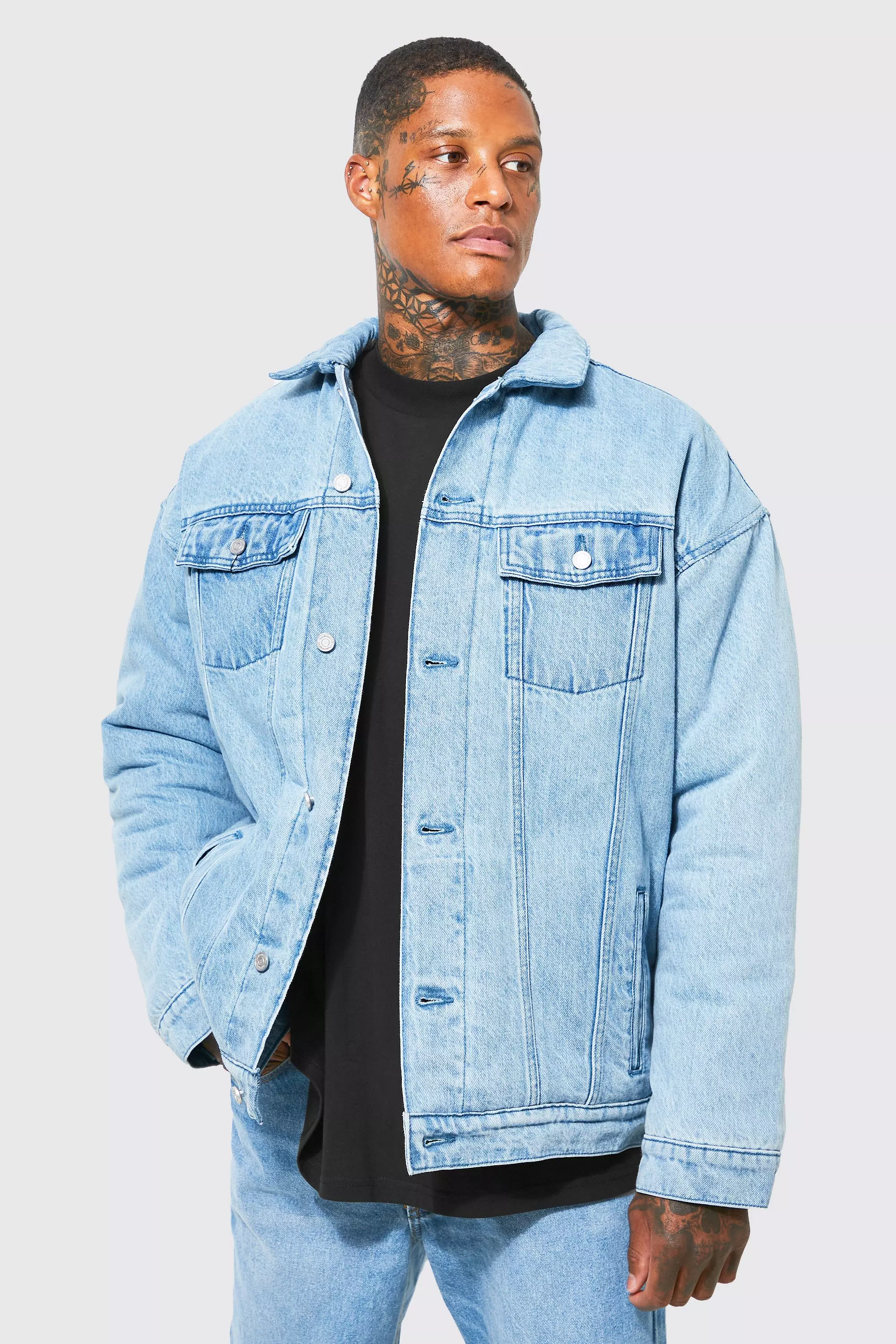 Light denim hot sale jacket oversized